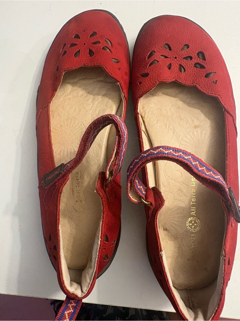 Jambu All terra Red Women's Mary Jane Flats with Floral Cutouts